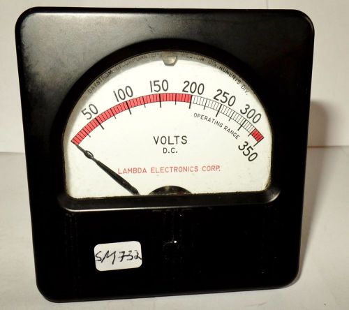 Vintage Lambda 3&#034; Square Panel Meter DC Voltmeter Volts 0-350 VDC D.C.