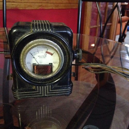 Muter Chicago Dc Volts Made In Usa Black Bakelite Voltmeter Antique