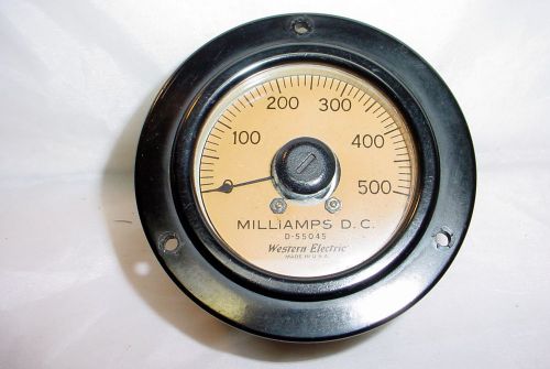 Western Electric D-55045 Analog Panel Meter 0-500 mA DC - tested good