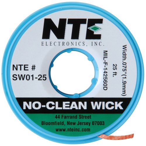NTE SW01-25 No-Clean Wick #3 Green 0.075&#034; x 25 ft. 341-554