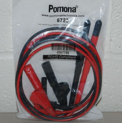 Pomona 6723, test lead kit, 8/32 threaded probe tip, 2 screw-on alligator clips for sale
