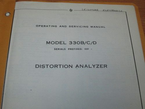 HP/Agilent 330B/C/D Distortion Analyzer (Operating &amp; Service) Manual