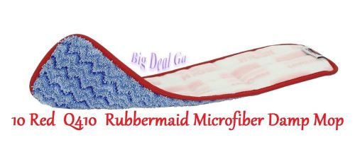 LOT OF 10 RUBBERMAID RED Q410 HYGEN 18&#034; MICROFIBER DAMP MOP NEW!!