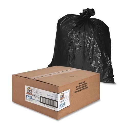 Genuine joe 01533 31-33 gallon heavy-duty trash bags, black - 100-pack for sale