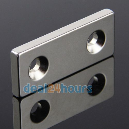 1pc 40 x 20 x 10mm block 2 countersunk holes 6mm magnet rare earth neodymium n35 for sale