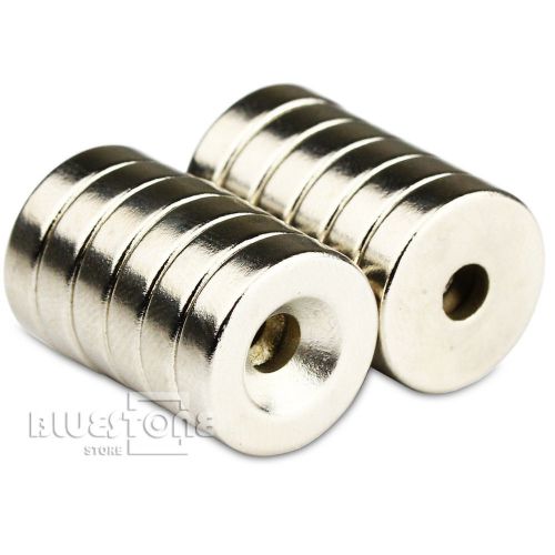 10pcs Strong N50 Round Neodymium Countersunk Ring Magnets 15mm x 4mm Hole 4.2mm