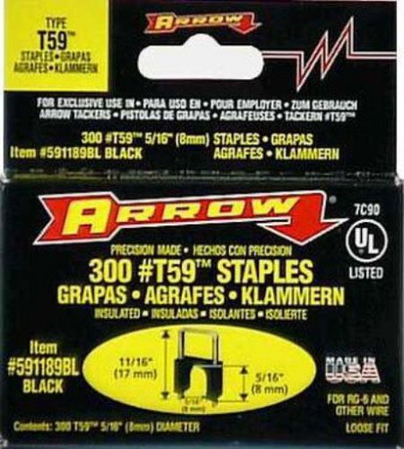 Arrow 591189BL 5/16-Inch by 5/16-Inch Arrows Black T59 Insulated Staples  300-Pa
