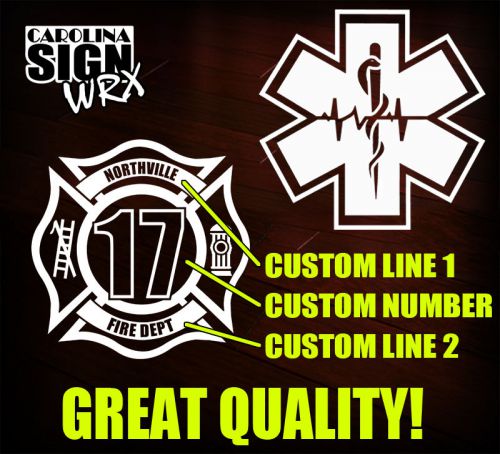 12&#034; Custom Firefighter Maltese/ Star of Life Vinyl Decal Sticker *Cornhole*