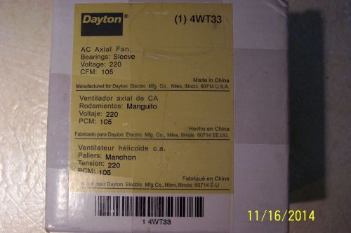 LOT OF 2 DAYTON 4WT33 AC AXIAL FANS 220~240 VAC, 60~50 Hz, C.F.M. 104, NEW!