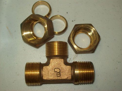 2 legris 0103 12 13  male stud run tee bsp taper 12mm od r 3/8 brass compression for sale