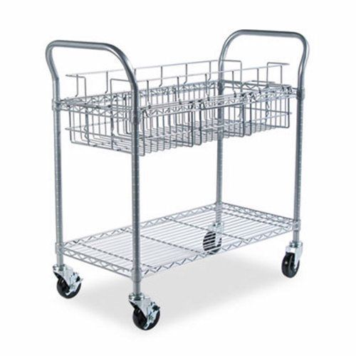 Safco Wire Mail Cart, 600lbs, 18-3/4w x 39d x 38-1/2h, Metallic Gray (SAF5236GR)