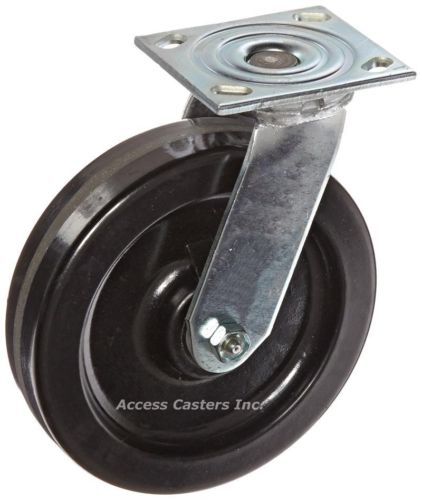 16TM08201S 8&#034; x 2&#034; Albion Swivel Plate Caster, Phenolic Wheel, 1250 lbs Capacity