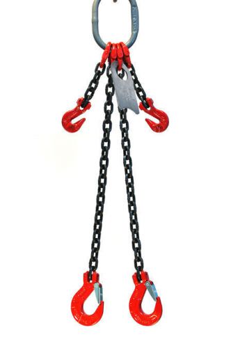 5/8&#034; 6 foot grade 80 dosa double leg lifting chain sling - sling hook adjuster for sale