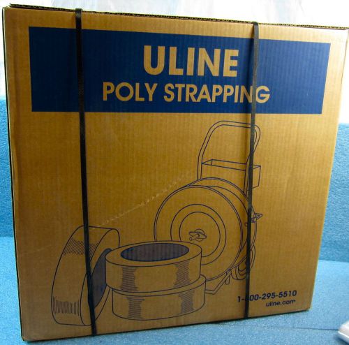 *roll of 7200 ft* uline s-1862 black poly strapping, 1/2&#034; half inch x .020&#034; x 7 for sale