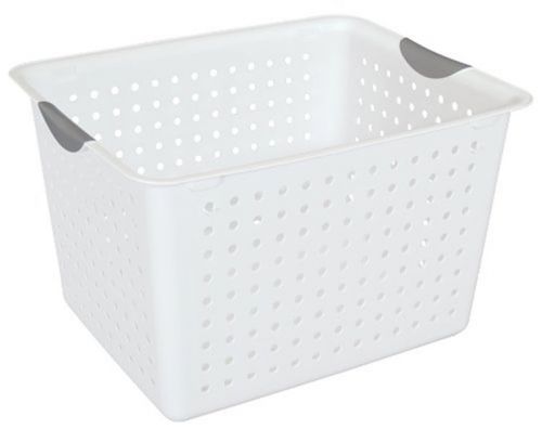 New sterilite 16288006 deep ultra plastic storage bin organizer basket - white for sale