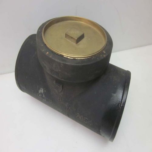 Tyler pipe fittings 6&#034; x 6&#034; x 6&#034; no - hub cast iron tee no. 2054 w/6&#034; brass plug for sale
