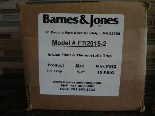 Brand new barnes &amp; jones f&amp;t steam trap, model fti2015-2, 1/2&#034; pipe, 15 psig for sale