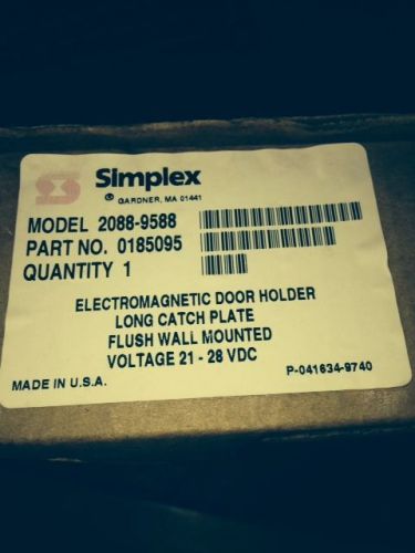 Simplex 2088-9588 electromagnetic door holder long catch plate flush wall new for sale