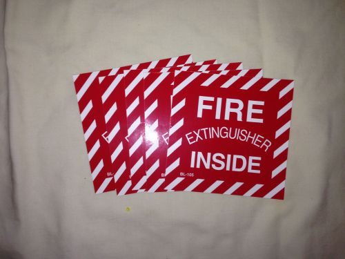 VINYL SELF ADHESIVE STICKER 4&#034;X 4&#034; FIRE EXTINGUISHER INSIDE (QTY OF 5)