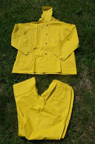 New River City Stowaway 2-Piece Yellow Rain Suit M Jacket Hood Pants (3751)