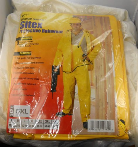 Sitex Protective Rainwear 3 Piece Size 5XL Yellow Jacket Hood Overalls NEW