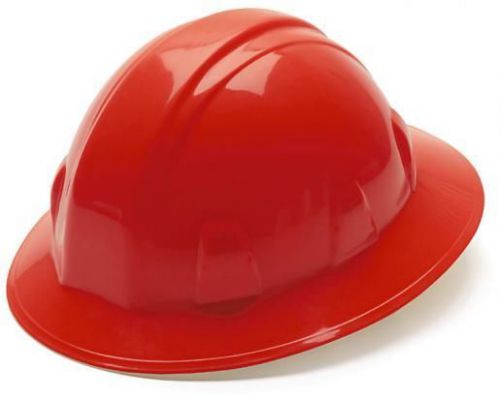 New Hard Hat Pyramex Full Brim 6pt Ratchet Red ANSI Approved HP26120