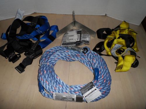 Miller &amp; ultra-safe fall protection system two  harnesses  lanyard 50ft rope for sale