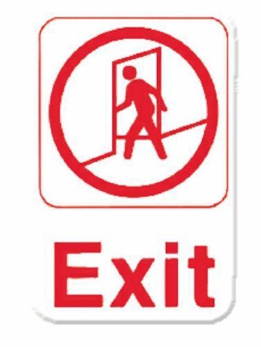 Exit sign red and white 6 x 9 adhesive door wall sign - information symbol  fire for sale