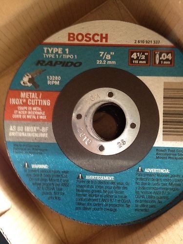 Bosch 4 1/2 inch metal cutting wheels type 1 7/8 arbor for sale