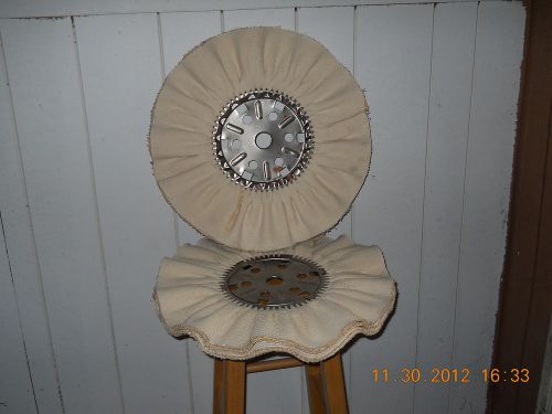 Pair New 18x7 White JacksonLea 1/4&#034; Sewn Polishing Wheels Buffing