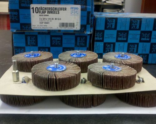 Pferd flap wheels 3&#034;x3/4&#034;x1/4&#034;-20 80 grit box of ten with 1/4&#034; shank adapter for sale