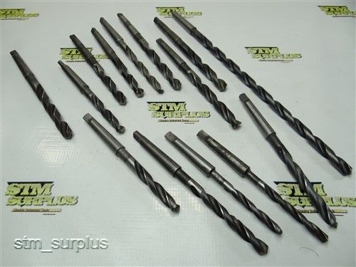 NICE LOT OF 14 HSS MORSE TAPER SHANK TWIST DRILLS 5/16 TO 15/32 WITH 1MT CHICAGO