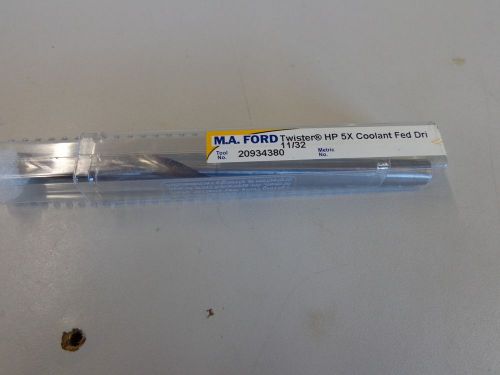 NEW M.A. FORD TWISTER AP 5X COOLANT FED DRILL 11/32&#034; #20934380 SOLID CARBIDE
