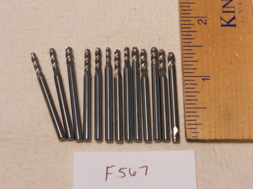 13 new 3 mm shank carbide end mills. 4 flute. ball. usa made. (f567) for sale