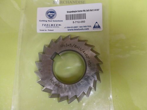 SINGLE ANGLE MILLING CUTTER 3&#034;DIAx5/8&#034;WIDEx1-1/4&#034;HOLE 60 DEGREE HSS NEW $52.40