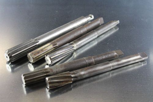 Chucking reamer lot of 5 reduced shank hss 1&#034; to 1-1/4&#034; straight &amp; spiral flute for sale