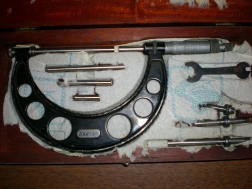 Vintage starrett micrometer caliper set #224 set aa range 0-4&#034; for sale