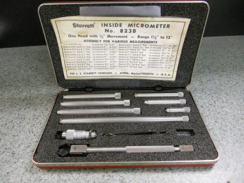Starrett no. 823 tubular inside micrometer 1 1/2&#034; to 12&#034; for sale
