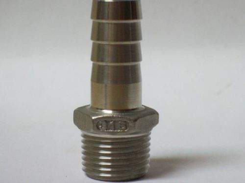 Hose barb 5/8&#034; id x 3/8&#034; mpt hex brewing 316s/s &lt;hb608 for sale