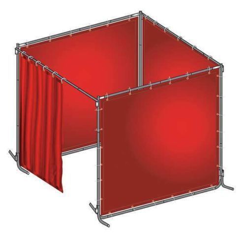Welding Booth Kit, PVC and Steel, Width 8 Ft., Height 6 Ft., Red