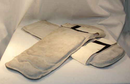 Welding legging spats - 22&#034;xl grey leather- 1 pair - welding leg calf protection for sale