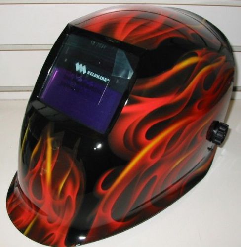 Weldmark Variable Shade Auto-Darkening Welding Helmet - RED FLAMES  RF8VS9-13