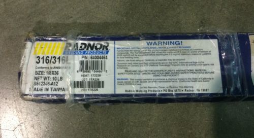 Radnor 316/316l stainless steel tig welding rods 10lbs 1/8&#034; x 36&#034; 64004464 for sale