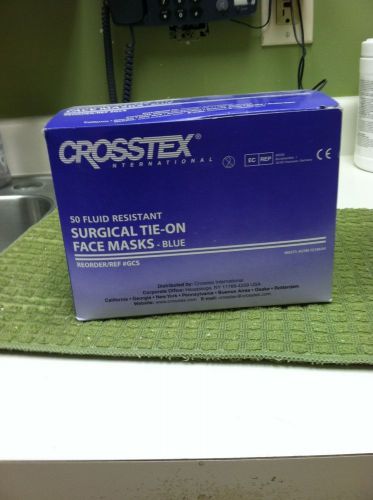 Crosstex Surgical Tie on Fluid Resistant Masks Blue 4 boxes of 50
