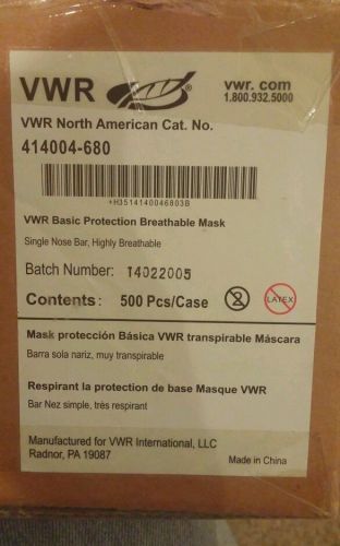 Case of 500 VWR Basic Protection Face Masks 414004-680