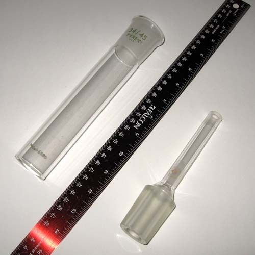 Corning pyrex open-ended tube &amp; ace glass trubore stirrer bearing w 34/45 jts for sale