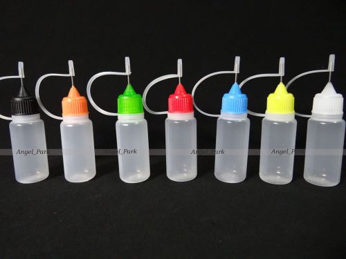 7pcs 10ml A Mix Color Empty Plastic Liquid Dropper Bottles Needle Tip LDPE