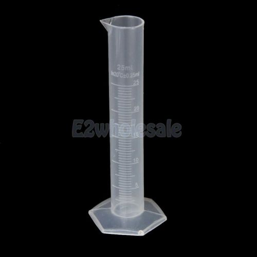 25ml Clear Plastic Graduated Lab Laboratory Test Measure Measuring Cylinder