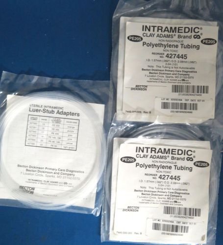 3 Packs Intramedic Clay Adams Polyethylene Tubing 1.57mm ID 3M Length  #427445