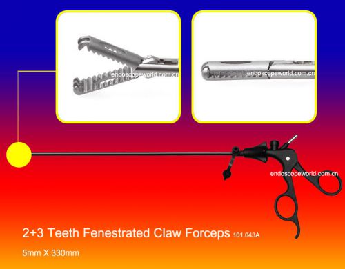2+3 Teeth Claw Fenestrated Forceps 5X330mm Laparoscopy